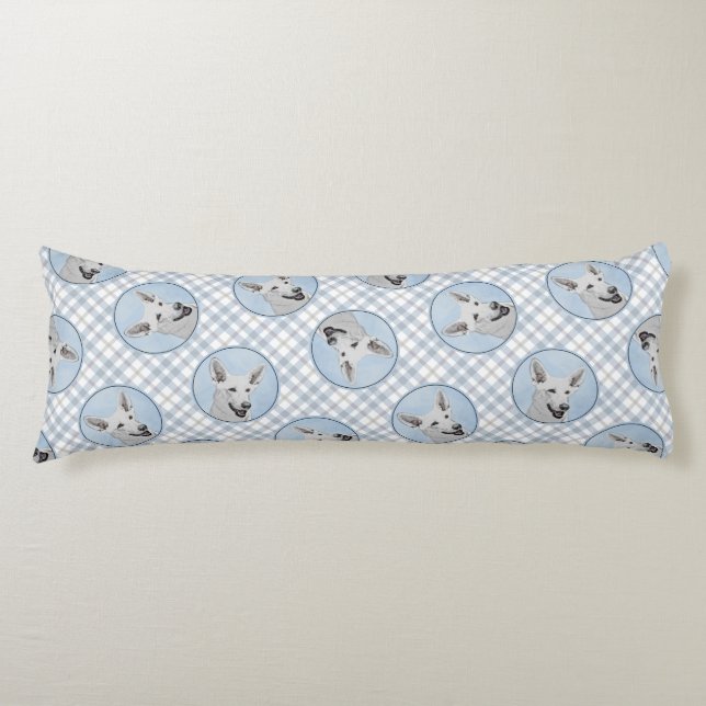 White Shepherd Painting Cute Original Pet Hund Art Kroppskudde (Framsidan)