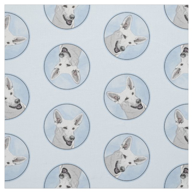 White Shepherd Painting Cute Original Pet Hund Art Tyg (Provkarta)
