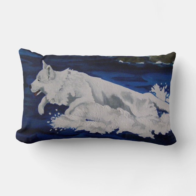 White Shepherd Stänk Pillow Lumbarkudde (Framsida)
