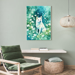 White Shiba i Grönt A-1 Poster
