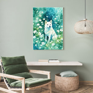 White Shiba i Grönt A-1 Poster