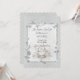 White Shiny Elegant Sparkly Frame Wedding Inbjudningar