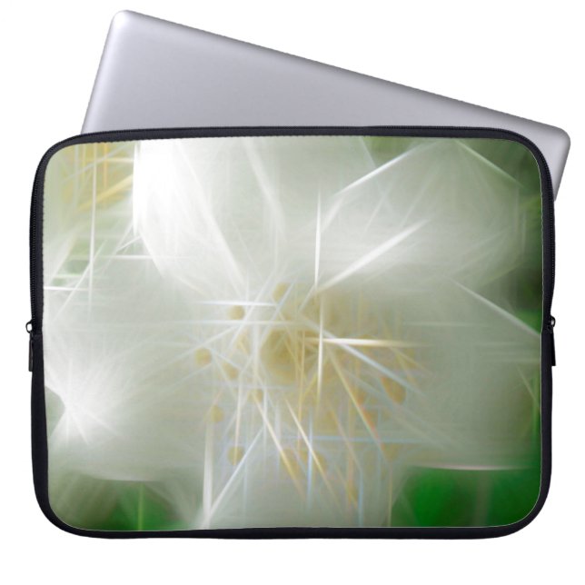White Shiny Jasmine Laptop Fodral (Framsidan)