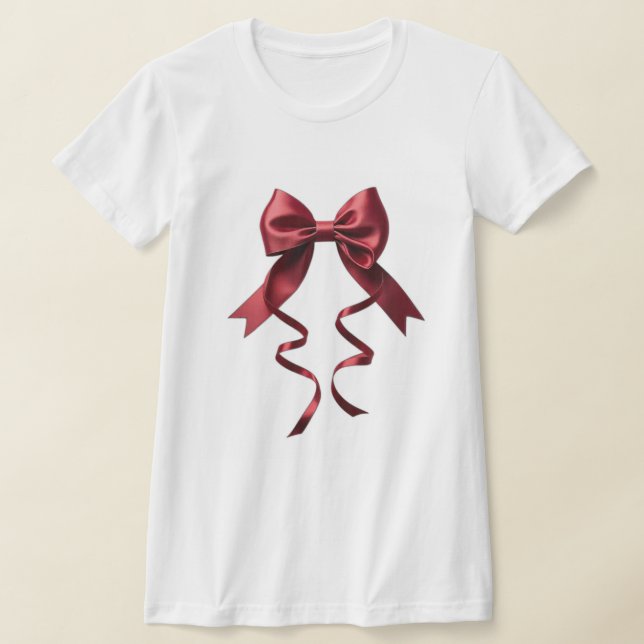 White shirt design with red bow t (Laydown)