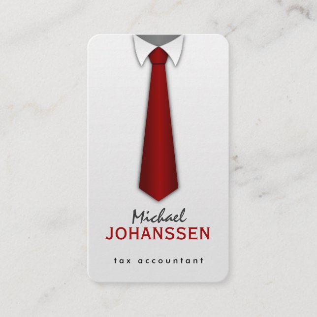 White Shirt Red Tie Accountant Affärskorts Visitkort (Framsida)