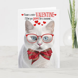 White Shorthair Cat Lover Valentine Kattdjur Humor Helgkort