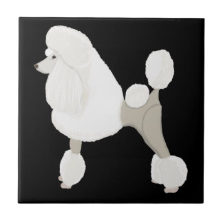 White Show Poodle Kakelplatta