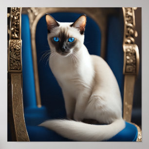 White Siamese Cat Poster