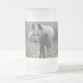 White Siberian husky Frostat Ölglas