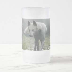 White Siberian husky Frostat Ölglas