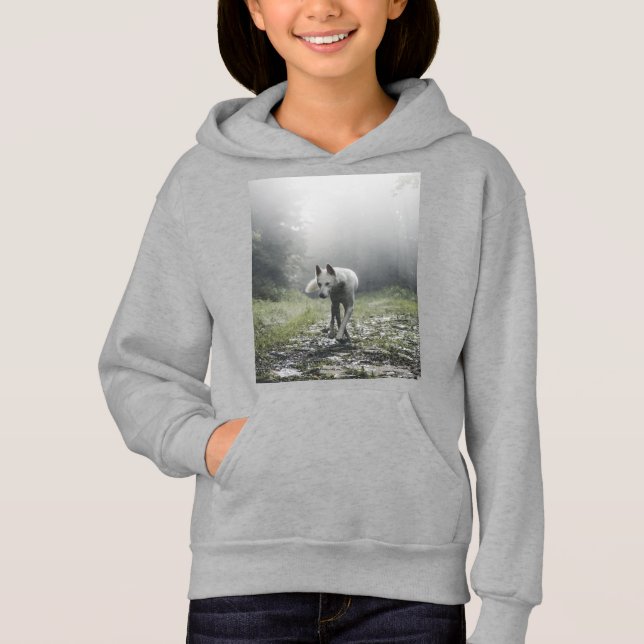 White Siberian husky Hoodie T Shirt (Framsida)