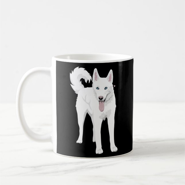 White Siberian husky Hund Kaffemugg (Vänster)