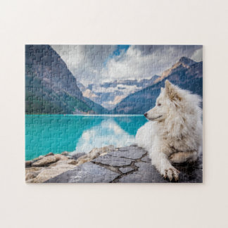 White Siberian husky Kanada Sjö Pussel