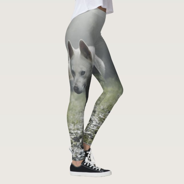 White Siberian husky Leggings (Höger)