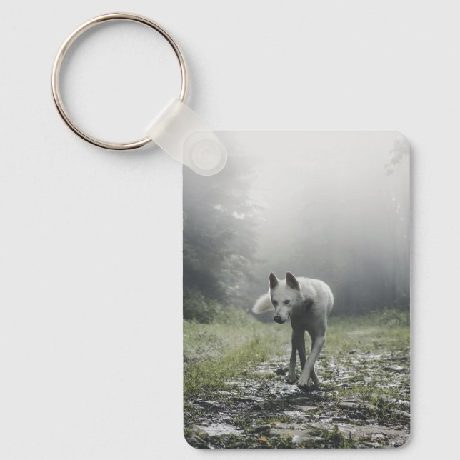 White Siberian husky Nyckelring (Framsida)