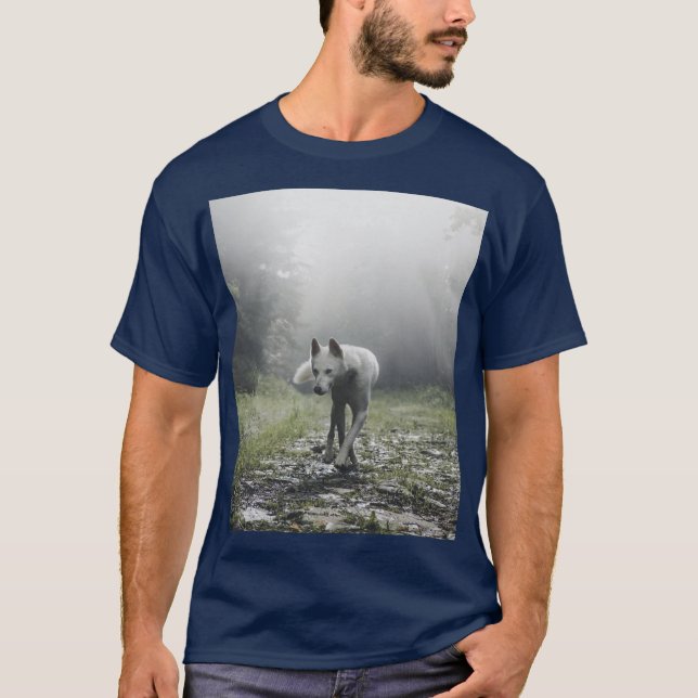 White Siberian husky T-Shirt (Framsida)
