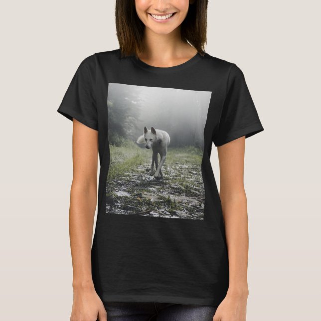 White Siberian husky T Shirt (Framsida)