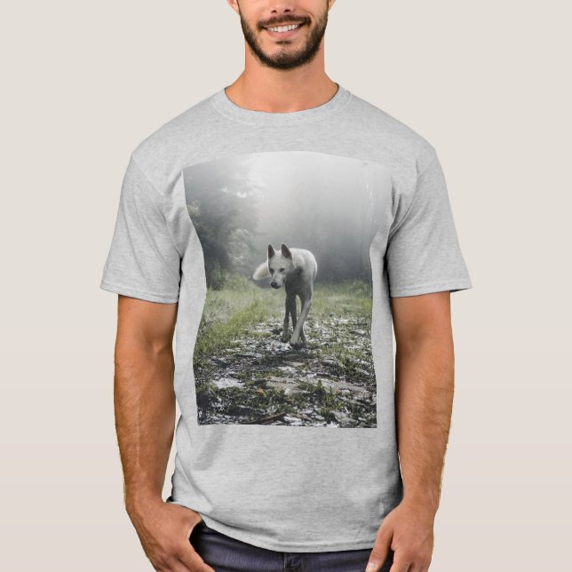 White Siberian husky T-Shirt (Framsida)