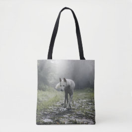 White Siberian husky Tote Bag Tygkasse