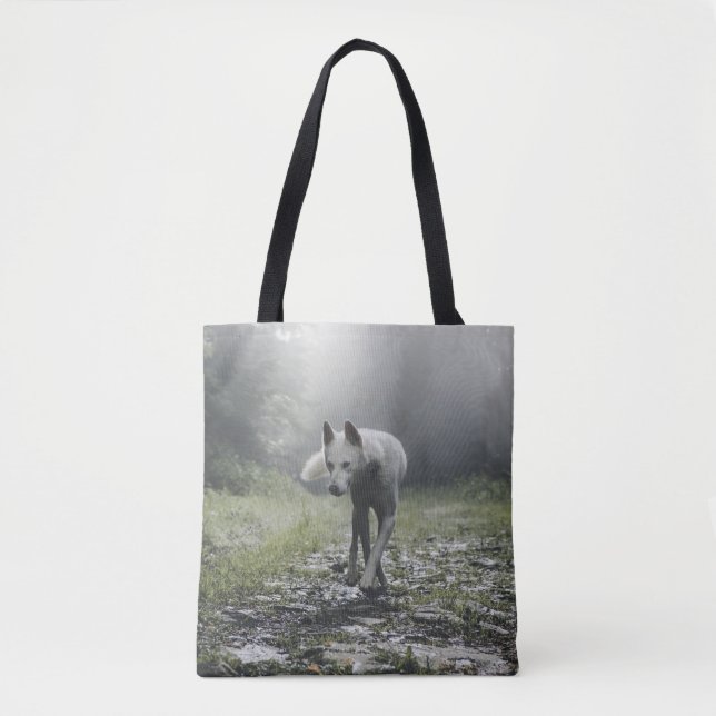 White Siberian husky Tote Bag Tygkasse (Framsida)