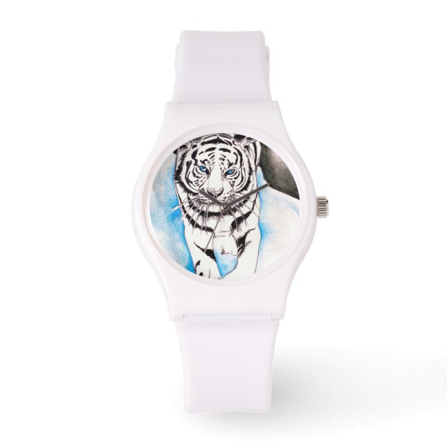 White Siberian Tiger Sow Armbandsur (Framsida)