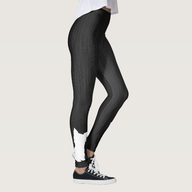 White Silhouette Hund Digital Black Metall Legging (Höger)