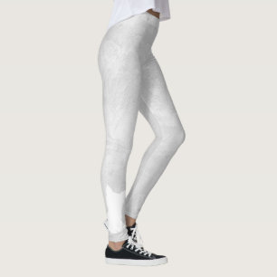 White Silhouette Hund Grått Stucco Leggings