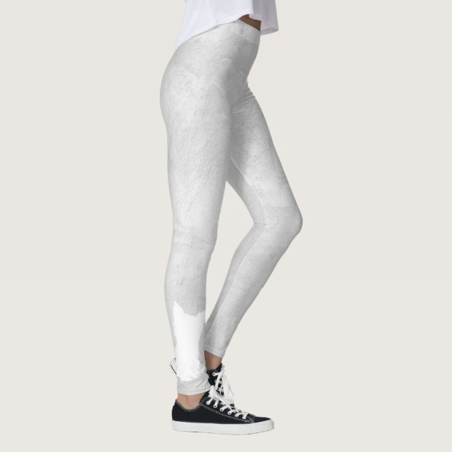 White Silhouette Hund Grått Stucco Leggings (Höger)