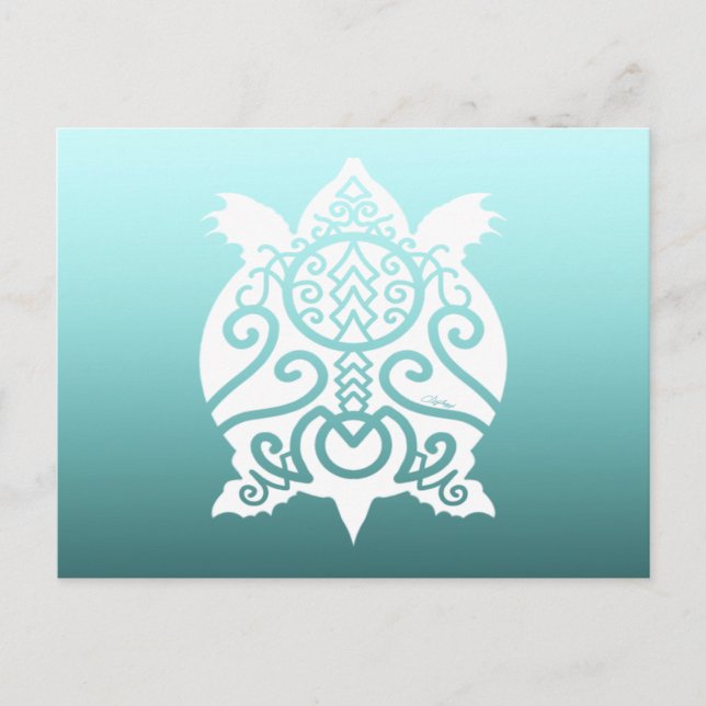 White Silhouette Snapper Turtle Vykort (Framsida)