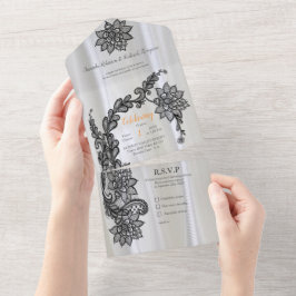 White silk with Black lace