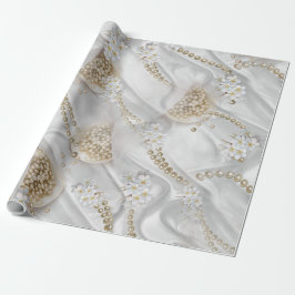 White Silke & Ivory Champaign Pearls Presentpapper