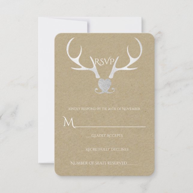 White Silver Antlers & Brown Papper Rustic OSA (Framsida)