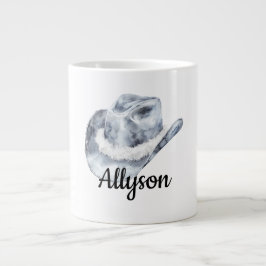 White Silver Cowgirl Hat Jumbo Mugg