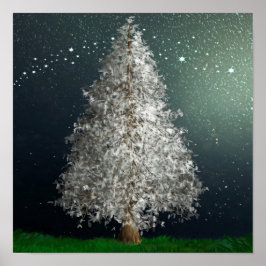 White Silver Julgran, Bright Stars Poster