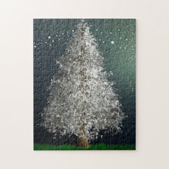 White Silver Julgran, Bright Stars Pussel (Vertikal)