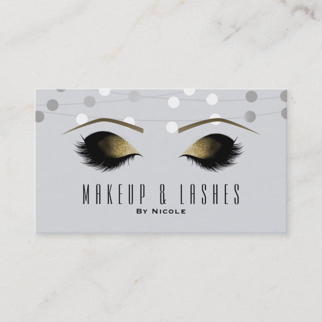 White Silver Ljus Makeup Eyelash Beauty Spa Visitkort (Framsida)