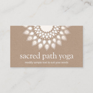 White Silver Lotus Mandala Yoga och Mediation Visitkort