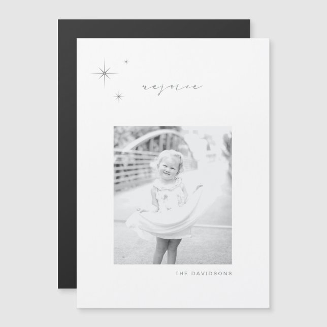 White & Silver Radiant Rejoice Helgdag Magnet (Fram/baksida)
