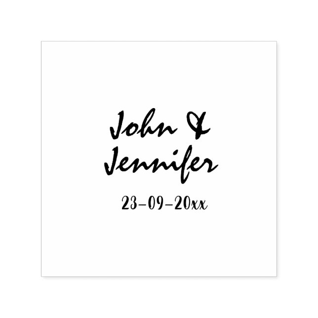 white simple minimal text style wedding blue heart självfärgande stämpel (Design)