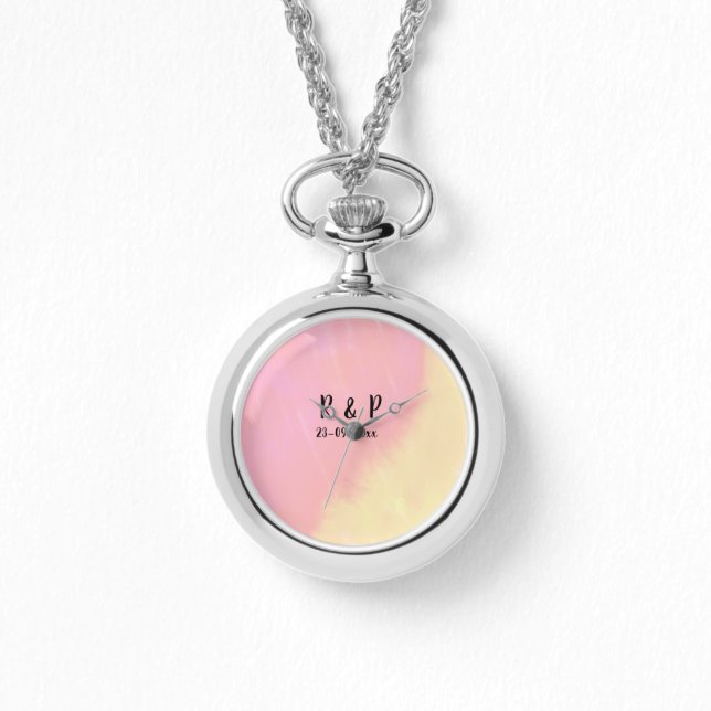 white simple minimal text style wedding pink yello armbandsur (Framsida)