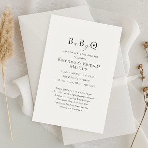 White Simple Minimalist Baby-Q BBQ Baby Shower Inbjudningar