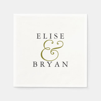White Simple Modern Elegant bröllop Napkin Pappersservett