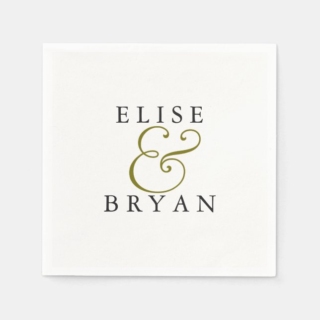 White Simple Modern Elegant bröllop Napkin Pappersservett (Framsidan)