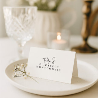 White Simple Modern Wedding Calligraphy Bordsnummer