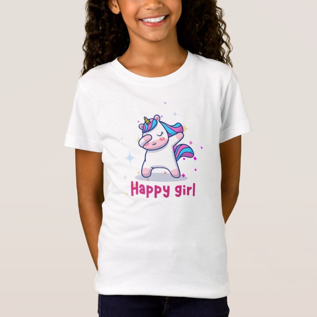 White Simple Unicorn Children T-Shirt (Framsida)