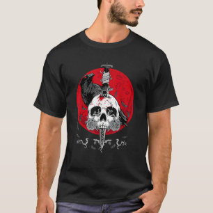 White Skull Grim Reaper Red Måne Halloween BloB T Shirt