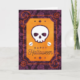White Skull Happy halloween Kort