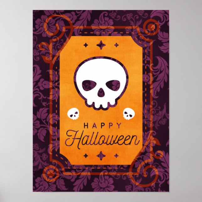 White Skull Happy halloween Poster (Framsidan)