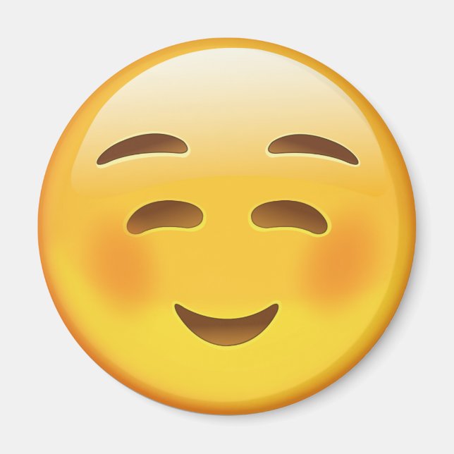 White Smiling Ansikte Emoji Magnet (Framsidan)