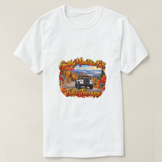 White Smoky Mt Fall Trail Terapi T Shirt (Design framsida)